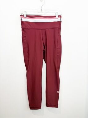 Athleta Interval Stash 7/8 Stripe Tight Redwood Size Medium